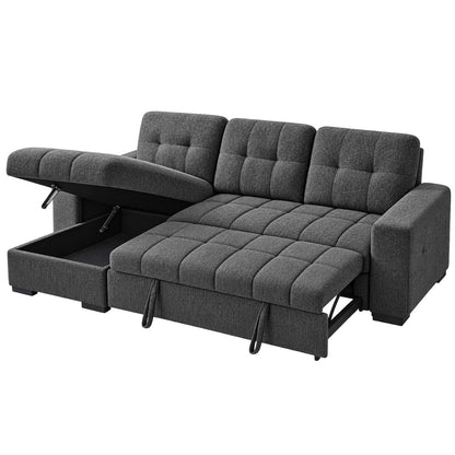 Luna 4 Seater Corner Sofa Bed Storage Chaise Beige Grey or Teal