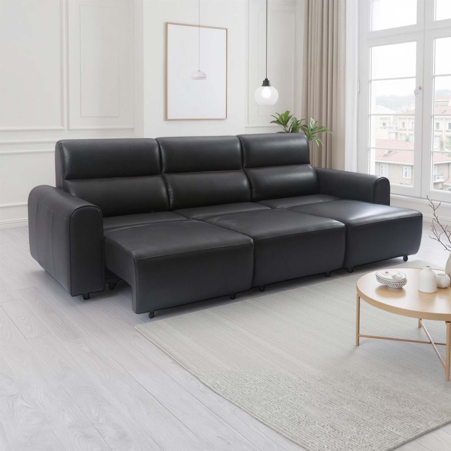 Corby 3 Seater Electric Recliner Sofa Leather Look High Back Design
