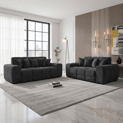 Jenson Plush Velvet 3 + 2 Seater Sofa Set Deep Seats & Boxed Arms