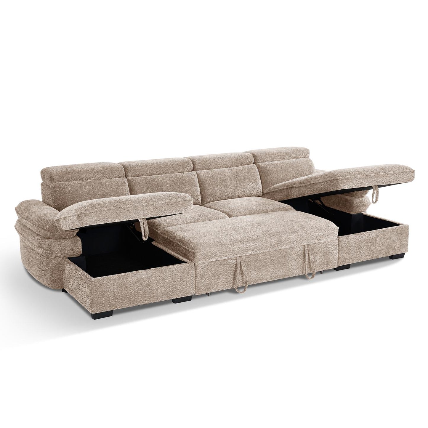 Blake U Shaped 5 Seater Fabric Corner Sofa Bed
