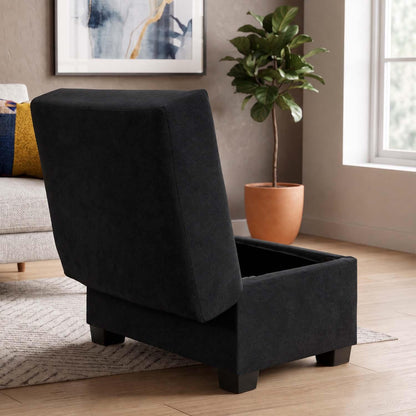 Milan Footstool With Storage Black Grey Mink
