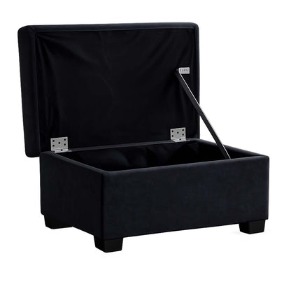 Milan Footstool With Storage Black Grey Mink