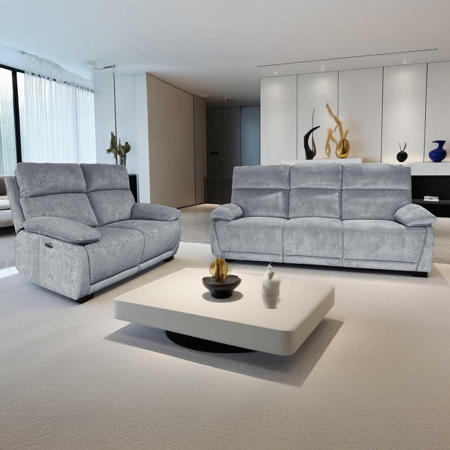 Piccadilly Electric Recliner Sofa Fabric USB 3 + 2