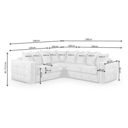 Brentford Grey Chenille Scatter Back Corner Sofa