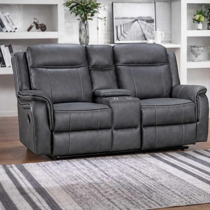 Tara Reclining 3 Piece Sofa Suite Grey Leather Look Fabric 3 + 2 + 1