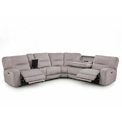 Caleb Power Electric Reclining Corner Sofa 5 Seater Aspen Latte USB
