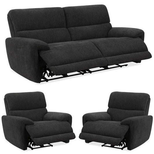 Carla Electric Reclining 3 Piece Sofa Suite 3 + 1 + 1 Black