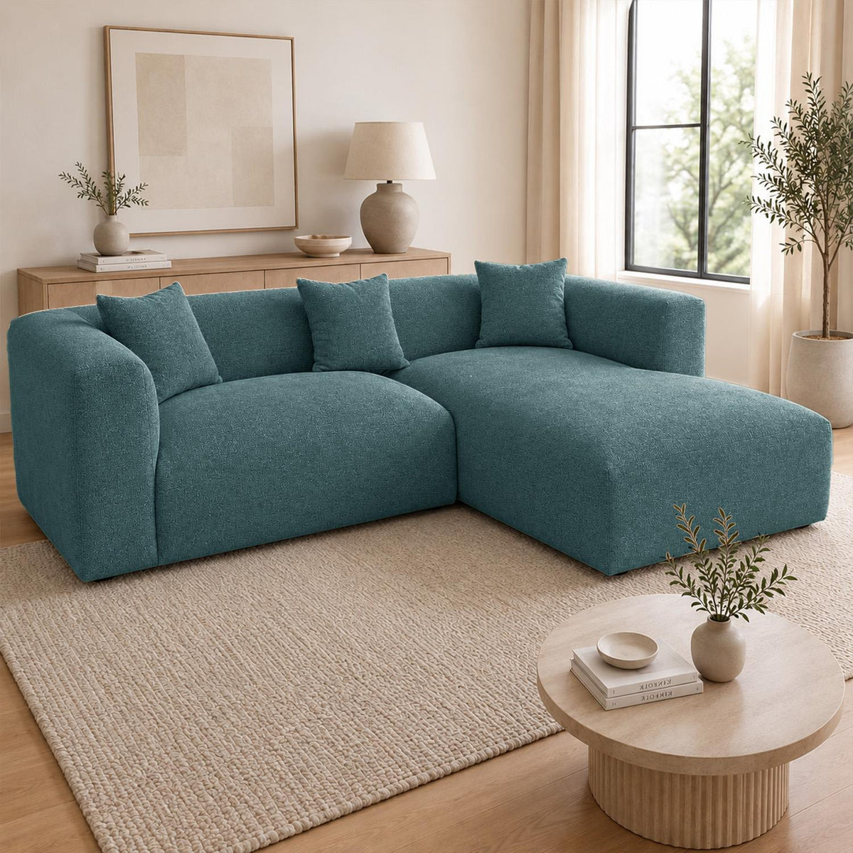 Ely Cloud Chaise L-Shaped Corner Sofa, Linen Fabric, LHF or RHF