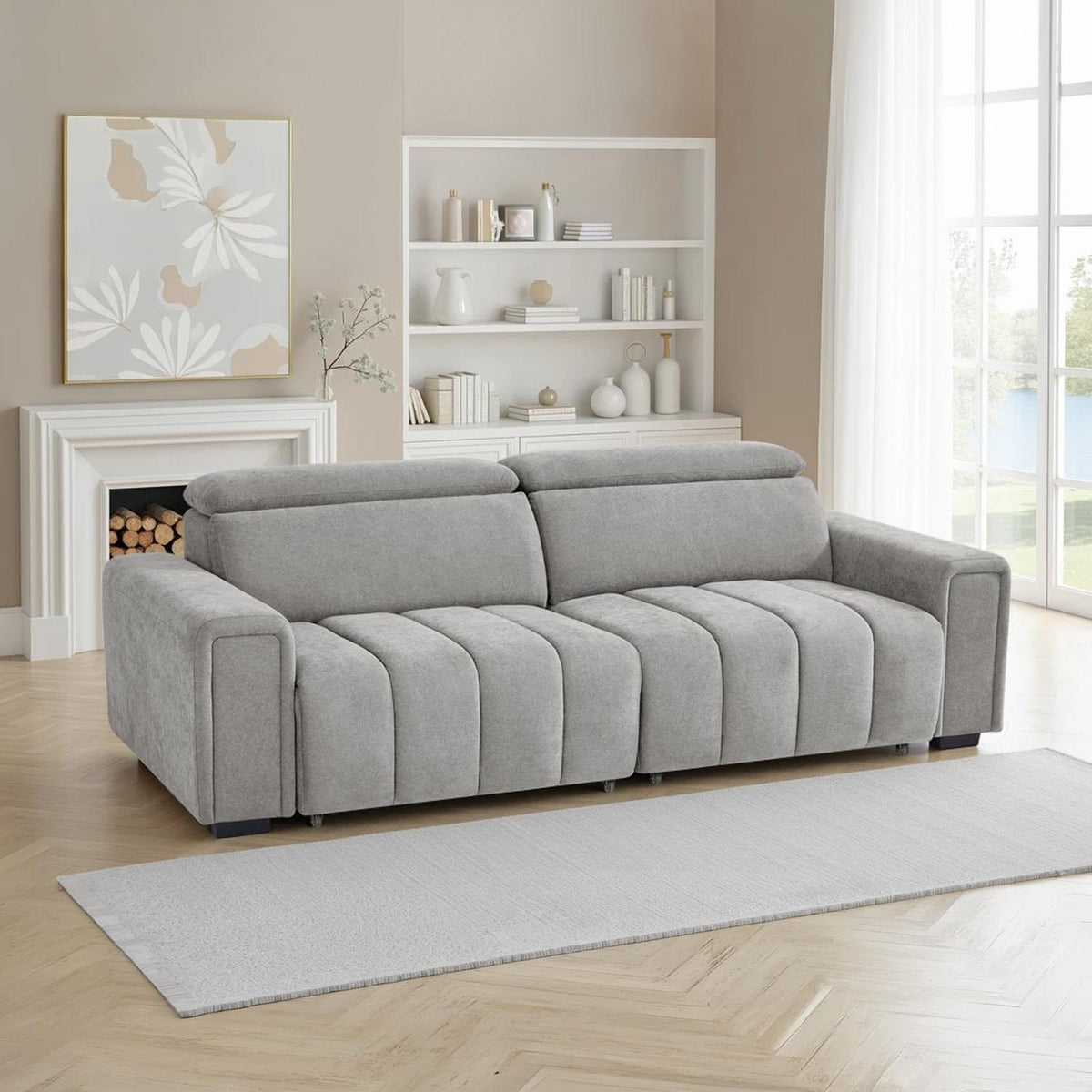 Millie 3 Seater Electric Sliding Sofa Adjustable Headrests 3 Colours