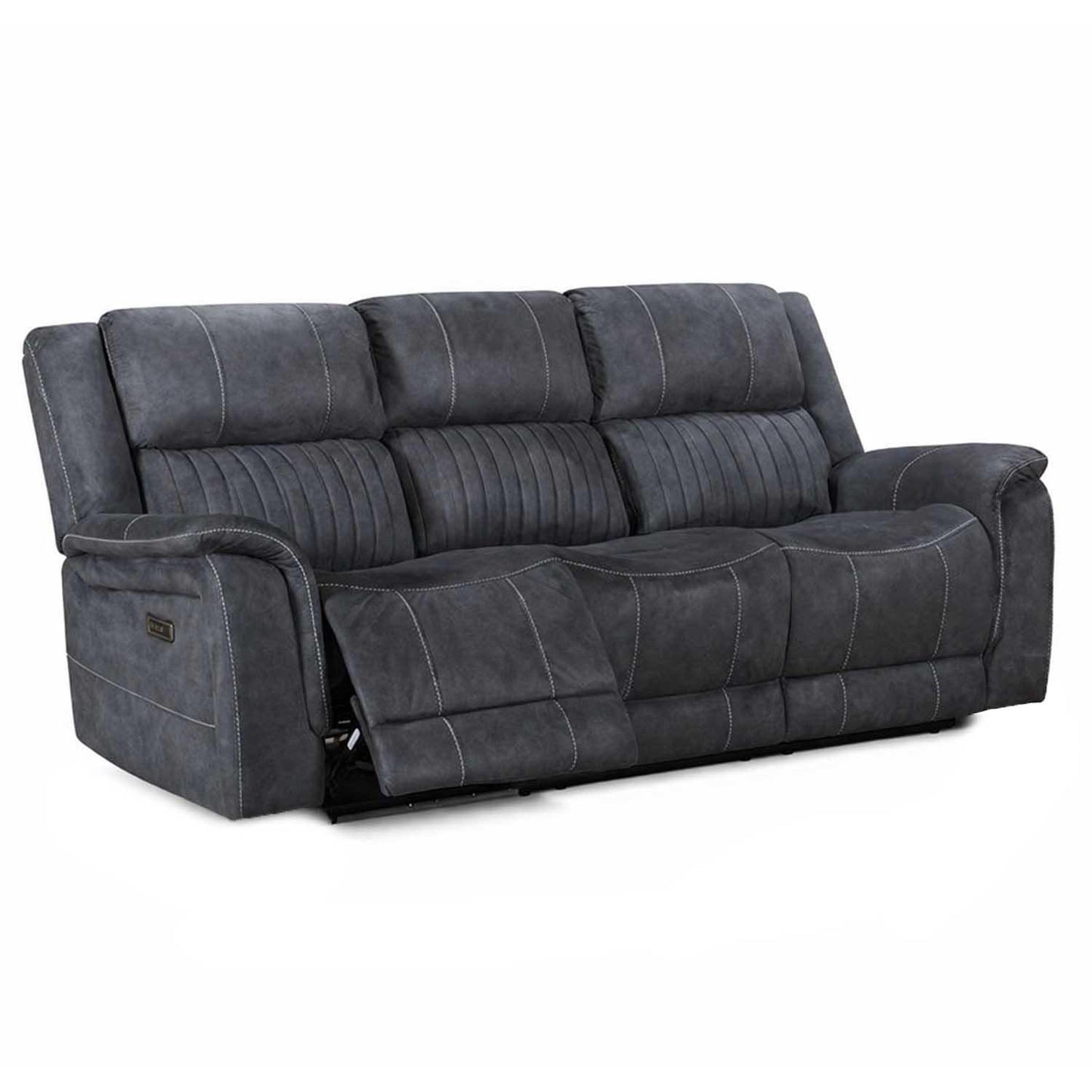 Cassandra 3 + 2 Electric Recliner Sofa Set Grey Fabric USB