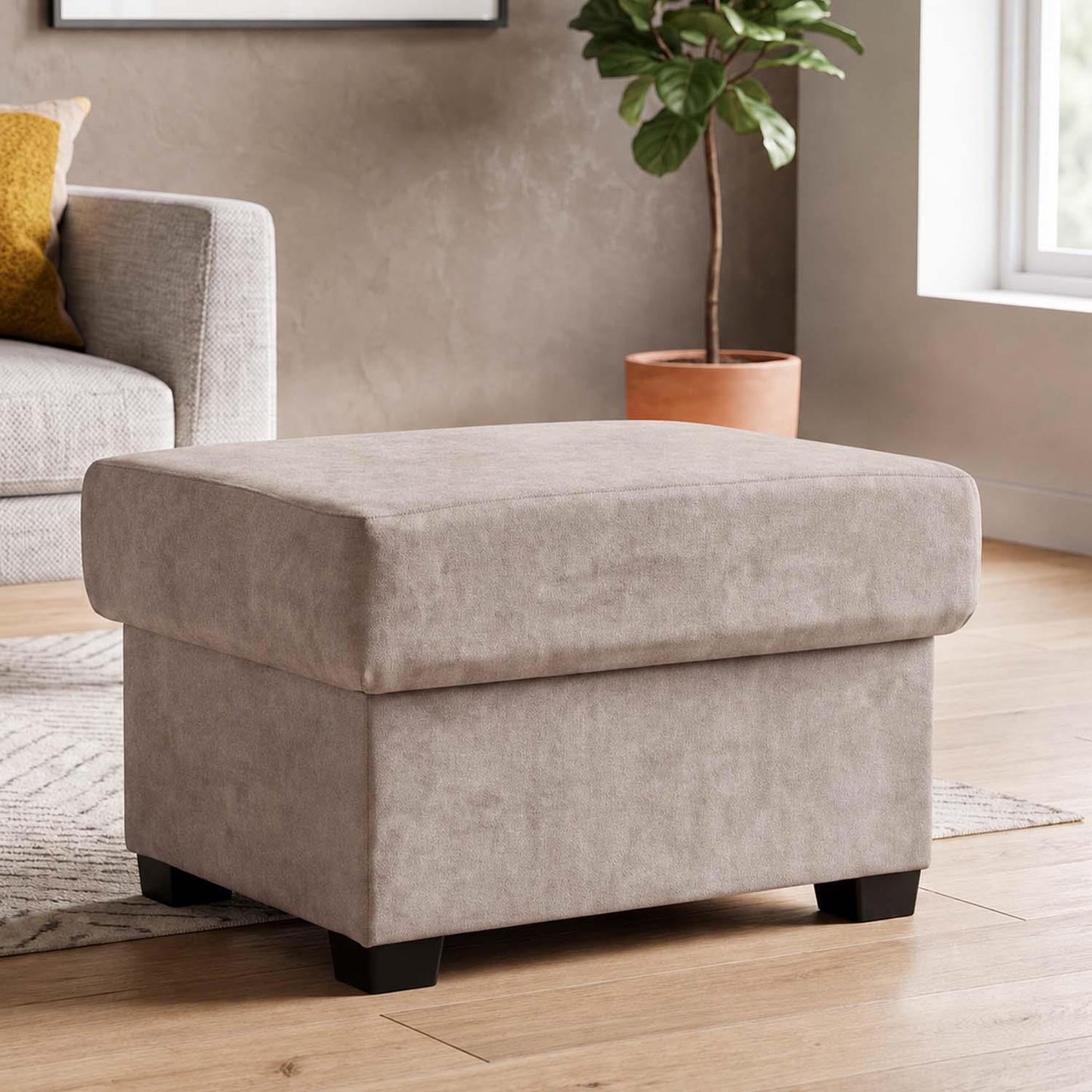 Milan Footstool With Storage Black Grey Mink