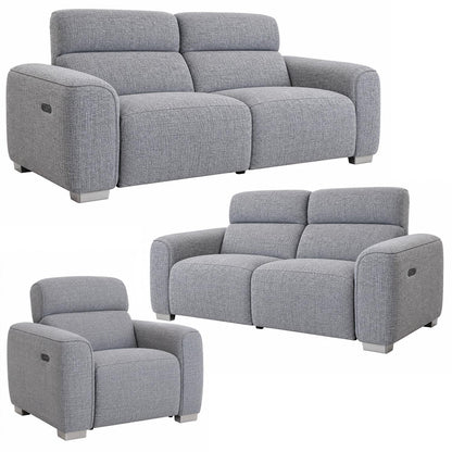 Tisbury 3 Piece Electric Recliner Sofa Suite USB Beige or Grey