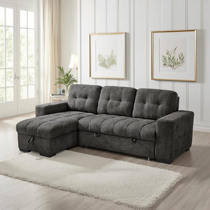 Luna 4 Seater Corner Sofa Bed Storage Chaise Beige Grey or Teal