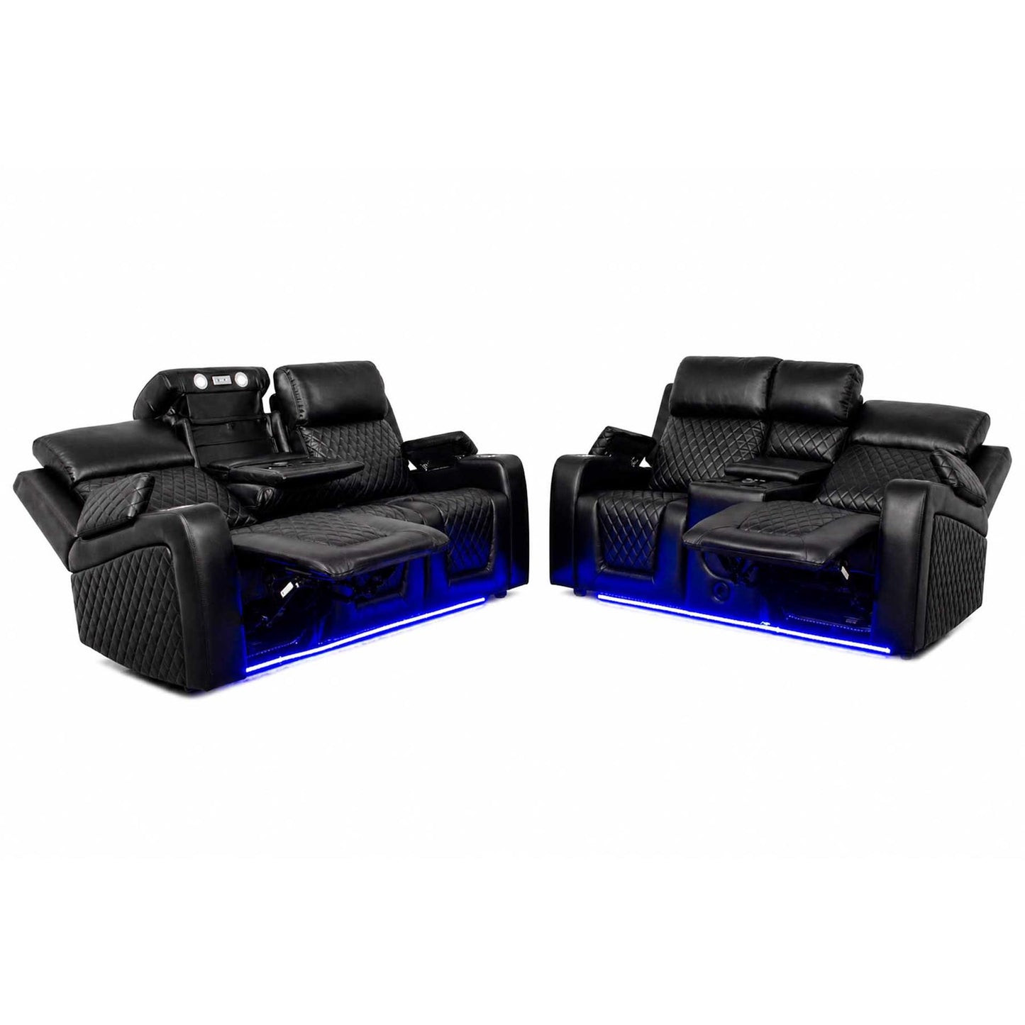 Felix Black or Grey Leather Electric Reclining Sofa Suite USB Cup Holder