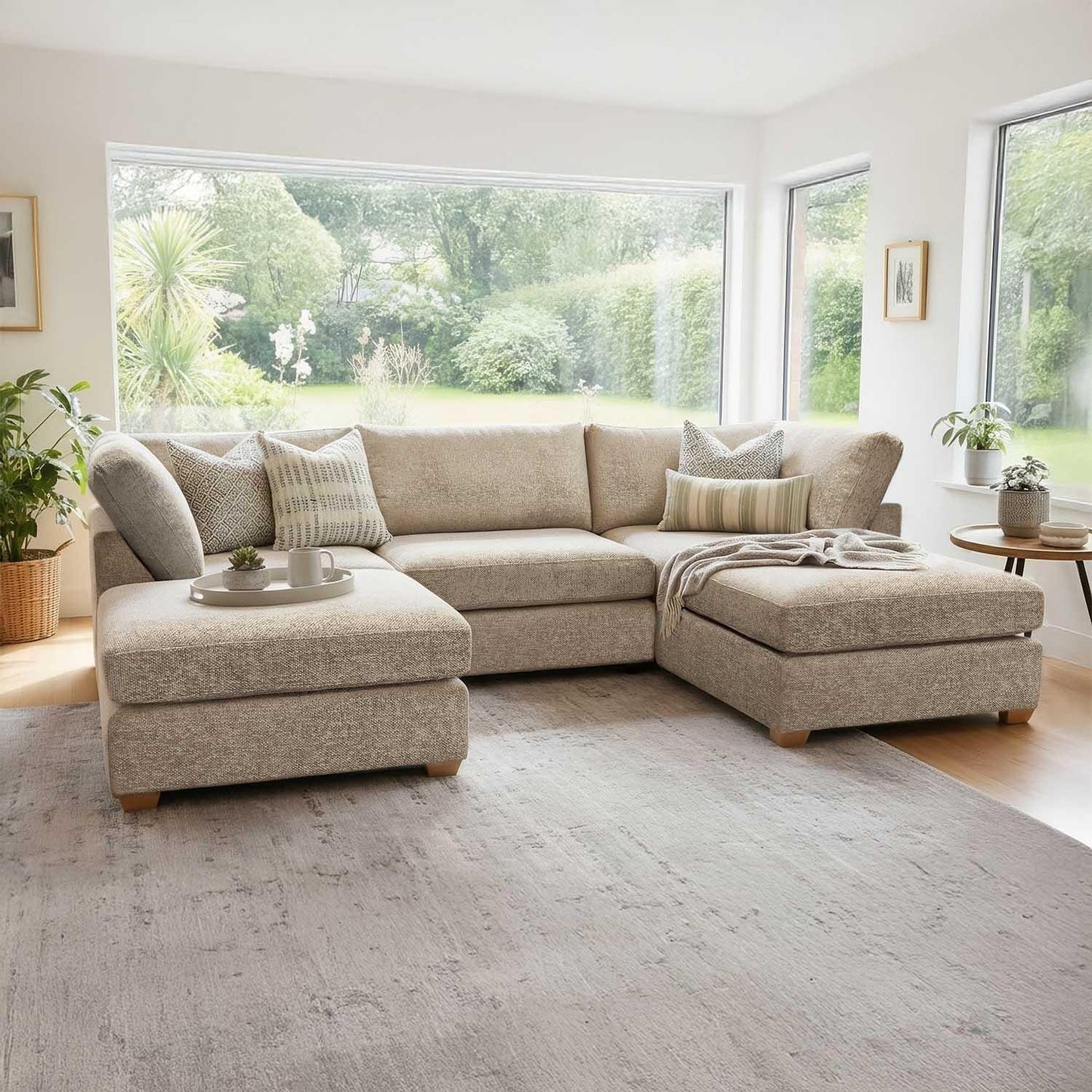 Kenzo U-Shaped 4-5 Seater Chenille Fabric Sofa