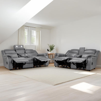 Orlando Black or Grey Leather Electric Reclining Sofa Suite 3 + 2