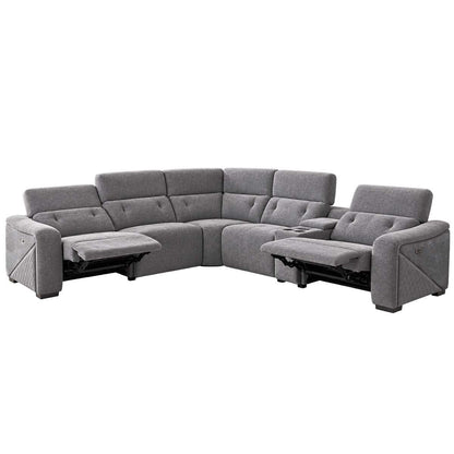 Oxley 5 Seater Electric Recliner Corner Sofa Bluetooth Beige or Grey