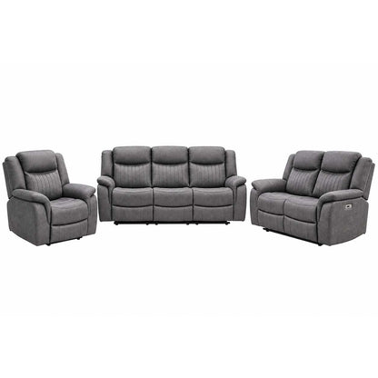 Lennox Grey Tech Fabric 3 + 2 + 1 Sofa Suite with Electric Recliner