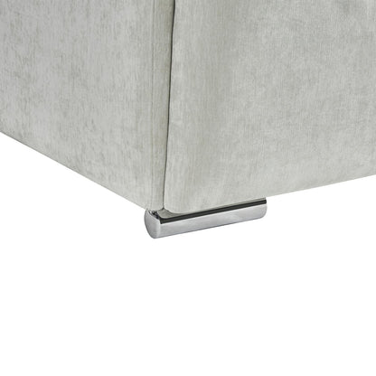 Monza L Shaped Chenille Fabric Beige Grey 4 Seater Corner Sofa RH