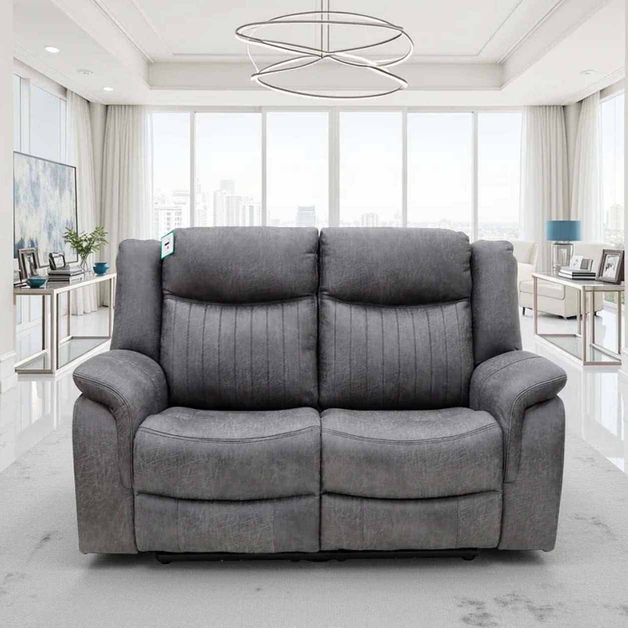 Lennox Grey Tech Fabric 3 + 2 + 1 Sofa Suite with Electric Recliner