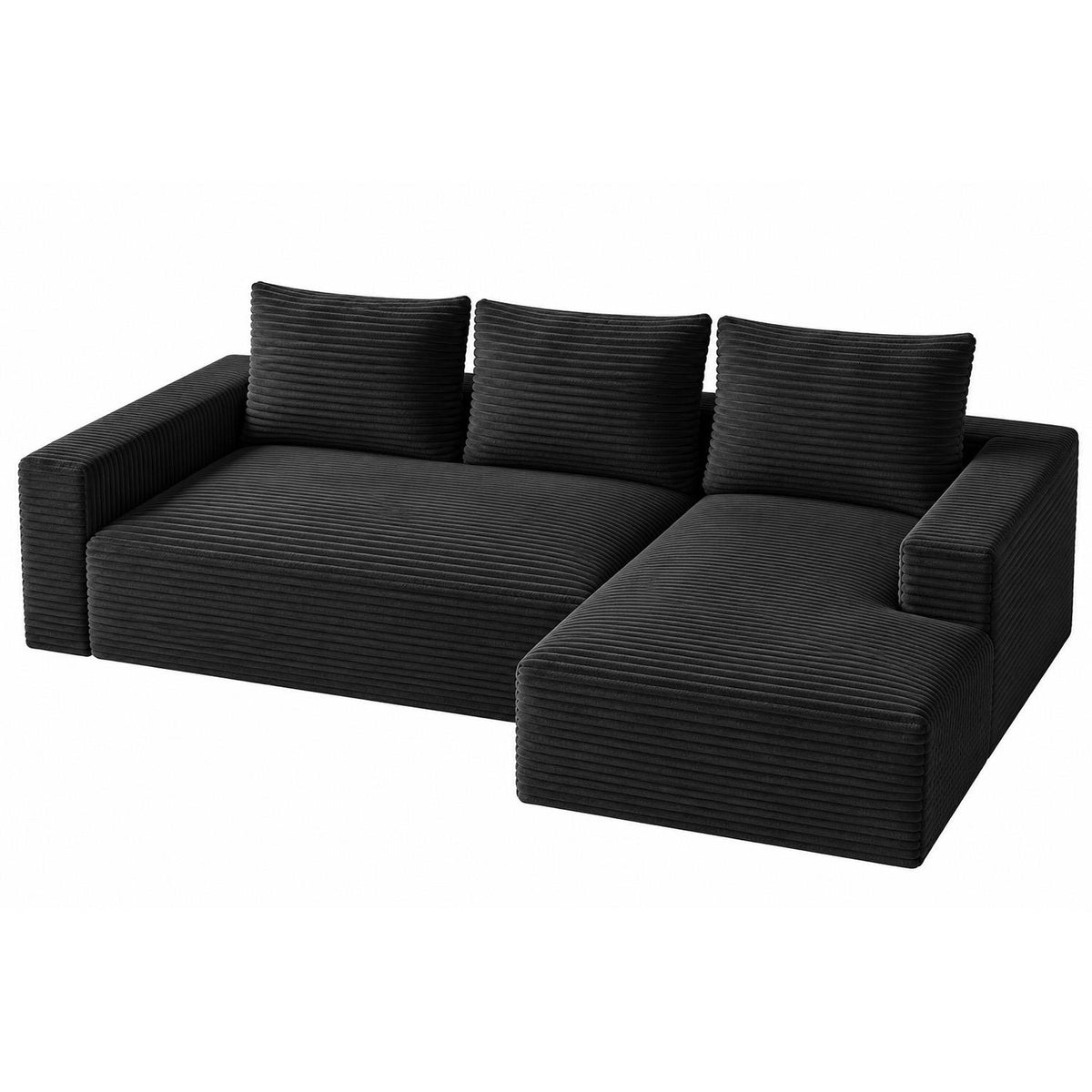 Lilly L Shaped Cord Cloud Sofa Boneless Chaise Beige or Black