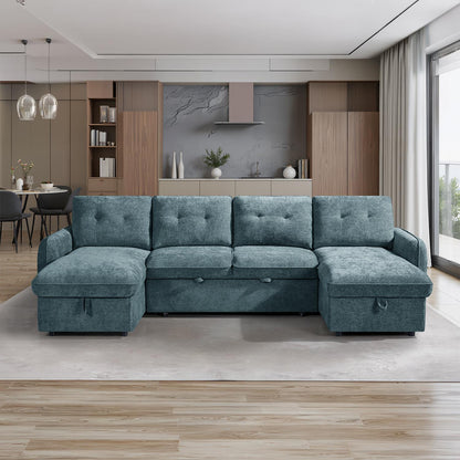 Seattle U Shaped 5 Seater Fabric Corner Sofa Bed