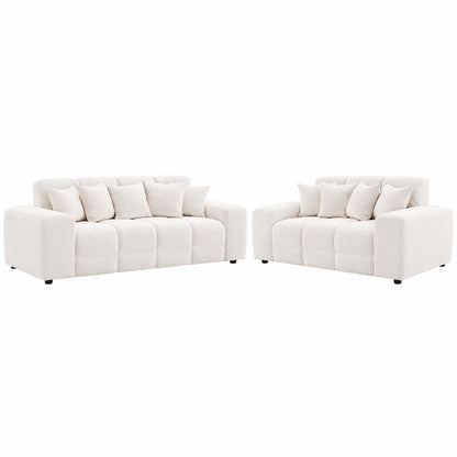 Jenson Plush Velvet 3 + 2 Seater Sofa Set Deep Seats & Boxed Arms