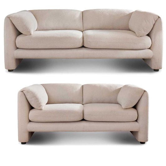Chester 3 + 2 Fabric Boucle Cream Sofa Suite