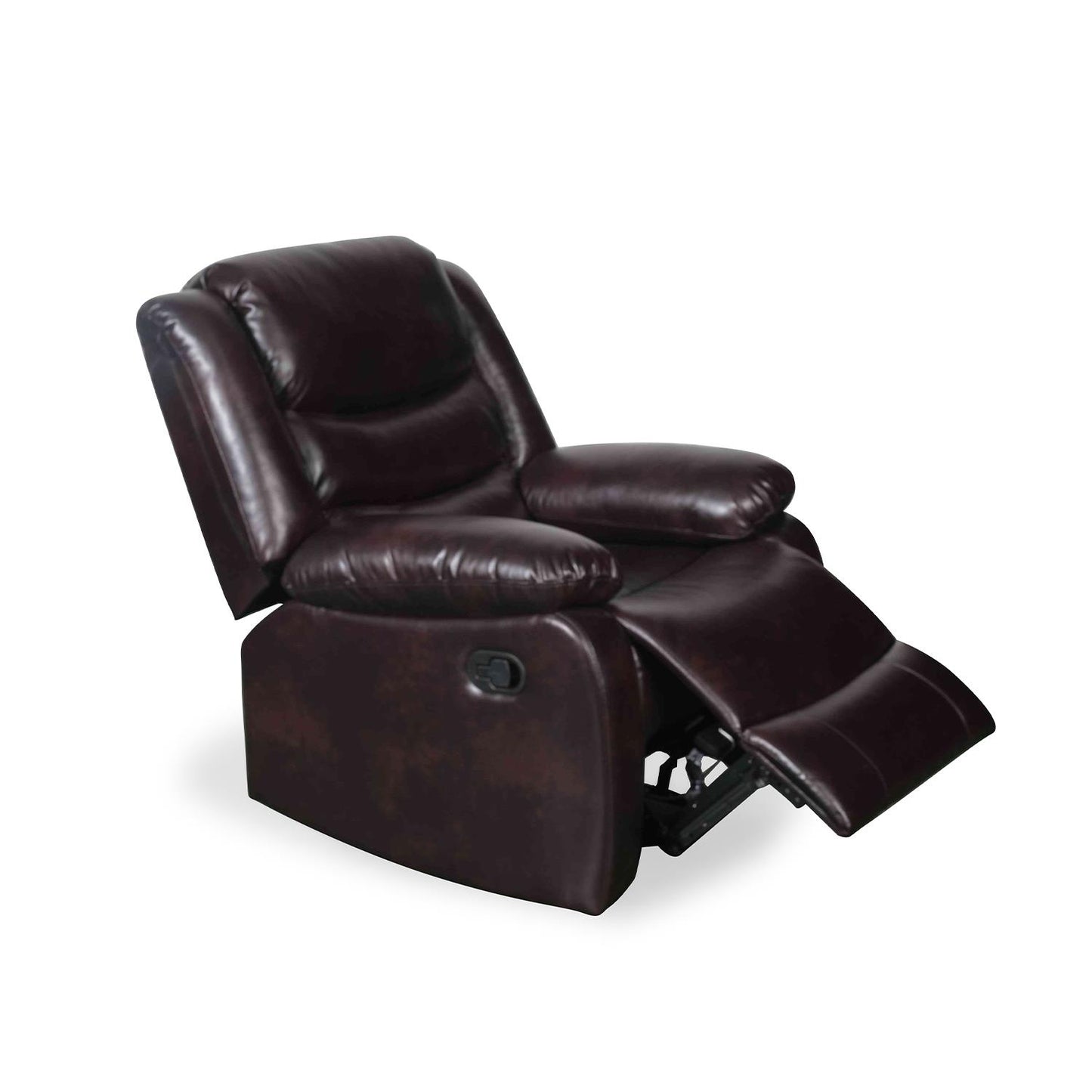 Cortland Leather Look Single Seater Armchair Manual Recliner Black Brown