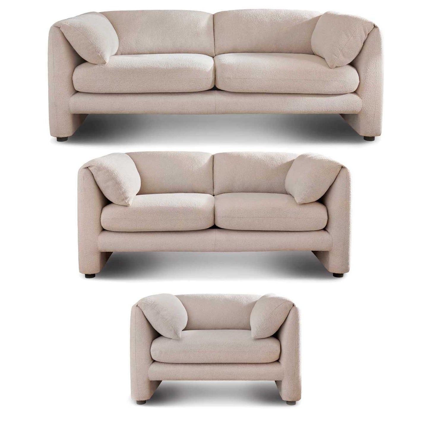 Chester 3 Piece Boucle Cream Fabric Sofas 3 + 2 + 1