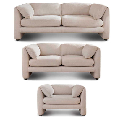 Chester 3 Piece Boucle Cream Fabric Sofas 3 + 2 + 1