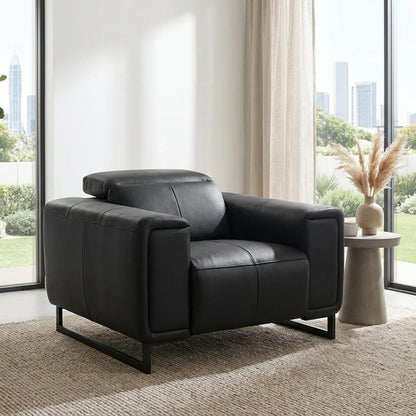 Rosebury Electric Recliner Armchair Leather Look Black or Grey