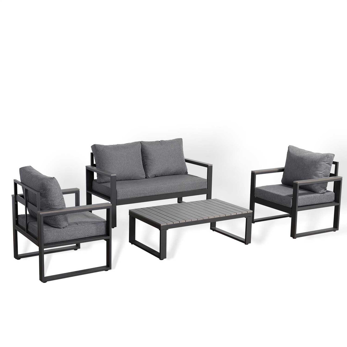 4 Seater Aluminium Garden Sofa Set with Coffee Table & Cushions