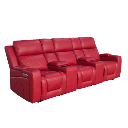 Florida Cinema 3 Seater Electric Reclining Leather Sofa
