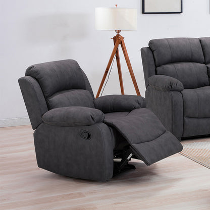 Alaska Dark Grey 3 Piece Reclining Sofa Suite