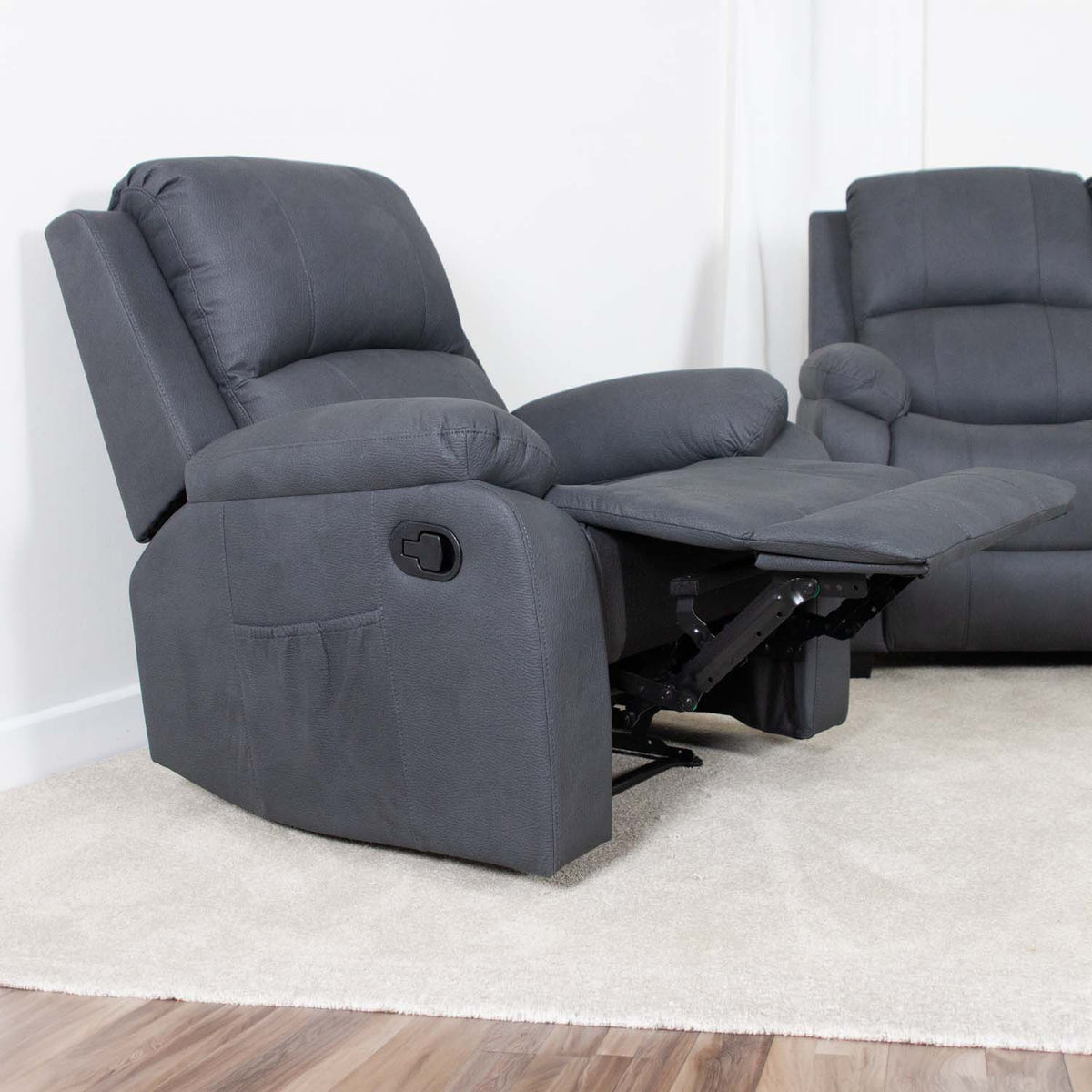 Alaska Grey Full Fabric 3 Piece Sofa Suite