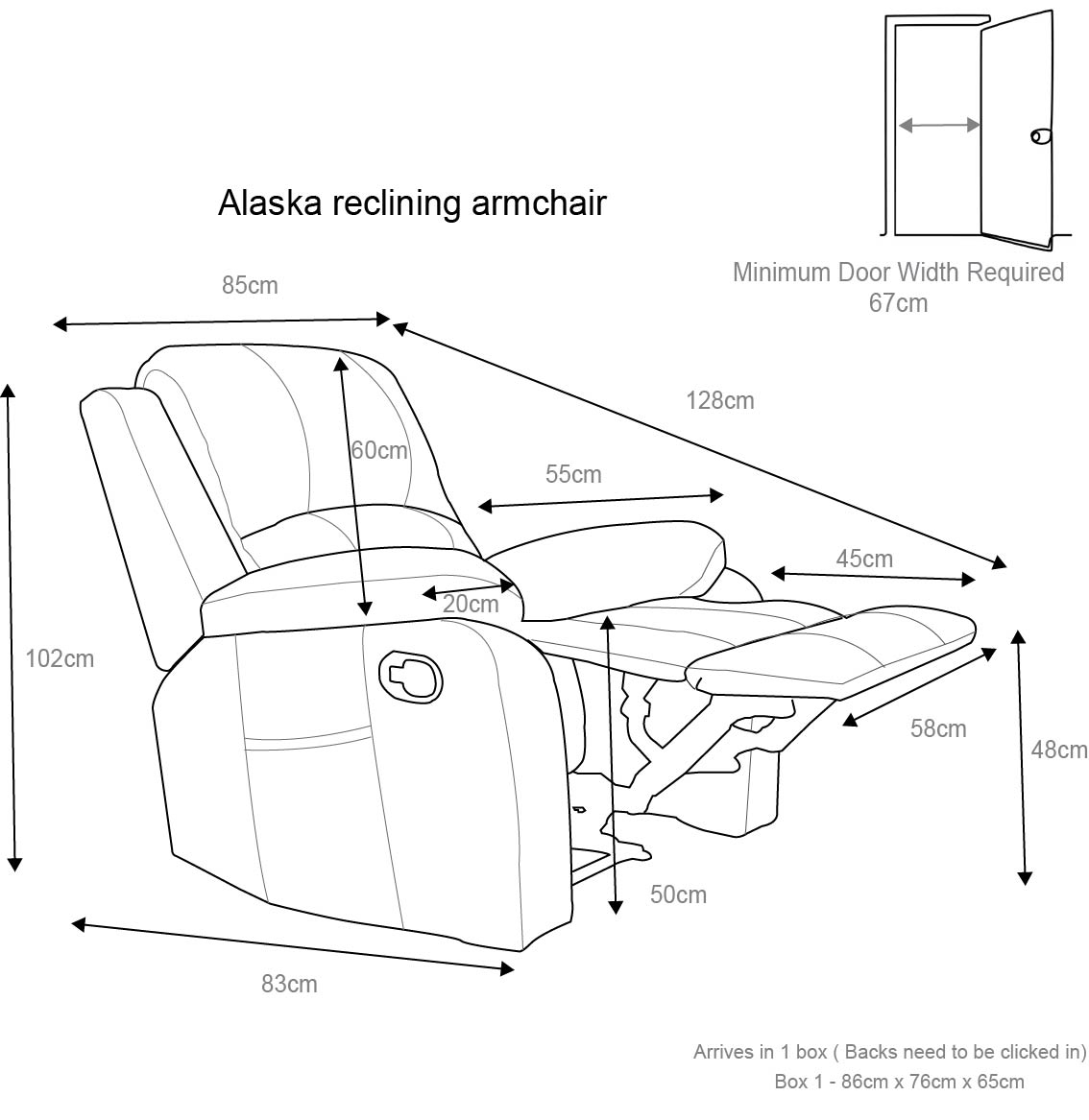 Alaska Grey Full Fabric 3 Piece Sofa Suite