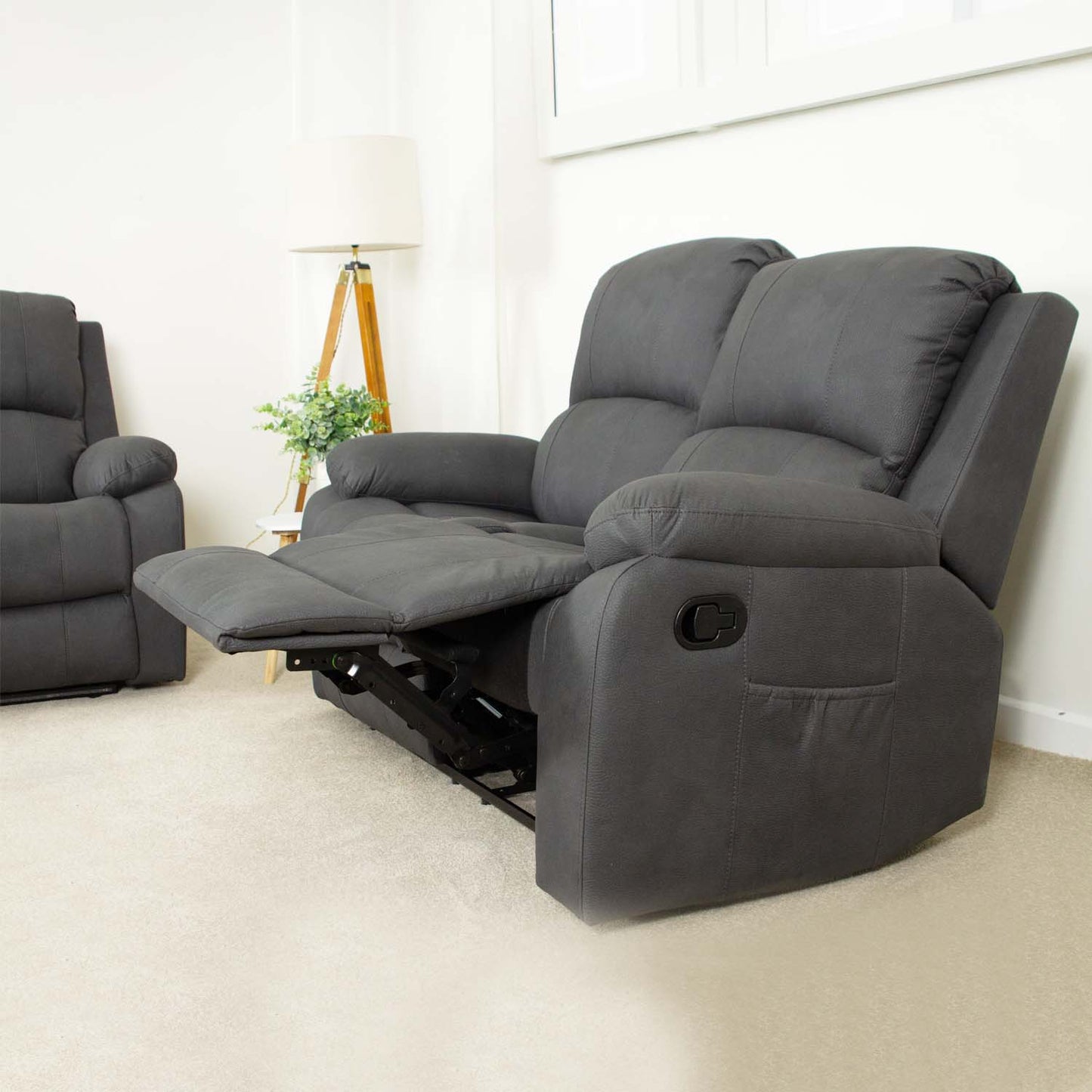 Alaska Full Fabric Reclining Sofa Suite 3 + 2 - Grey