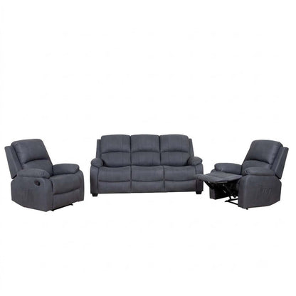 Alaska Grey Full Fabric 3 Piece Sofa Suite