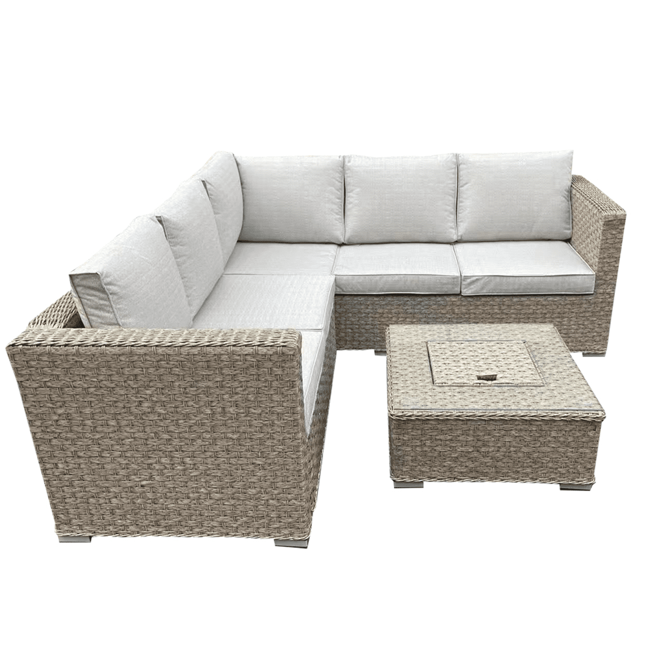 Rattan Brown Garden 5 Seater Corner Sofa With Table Outdoor - 3