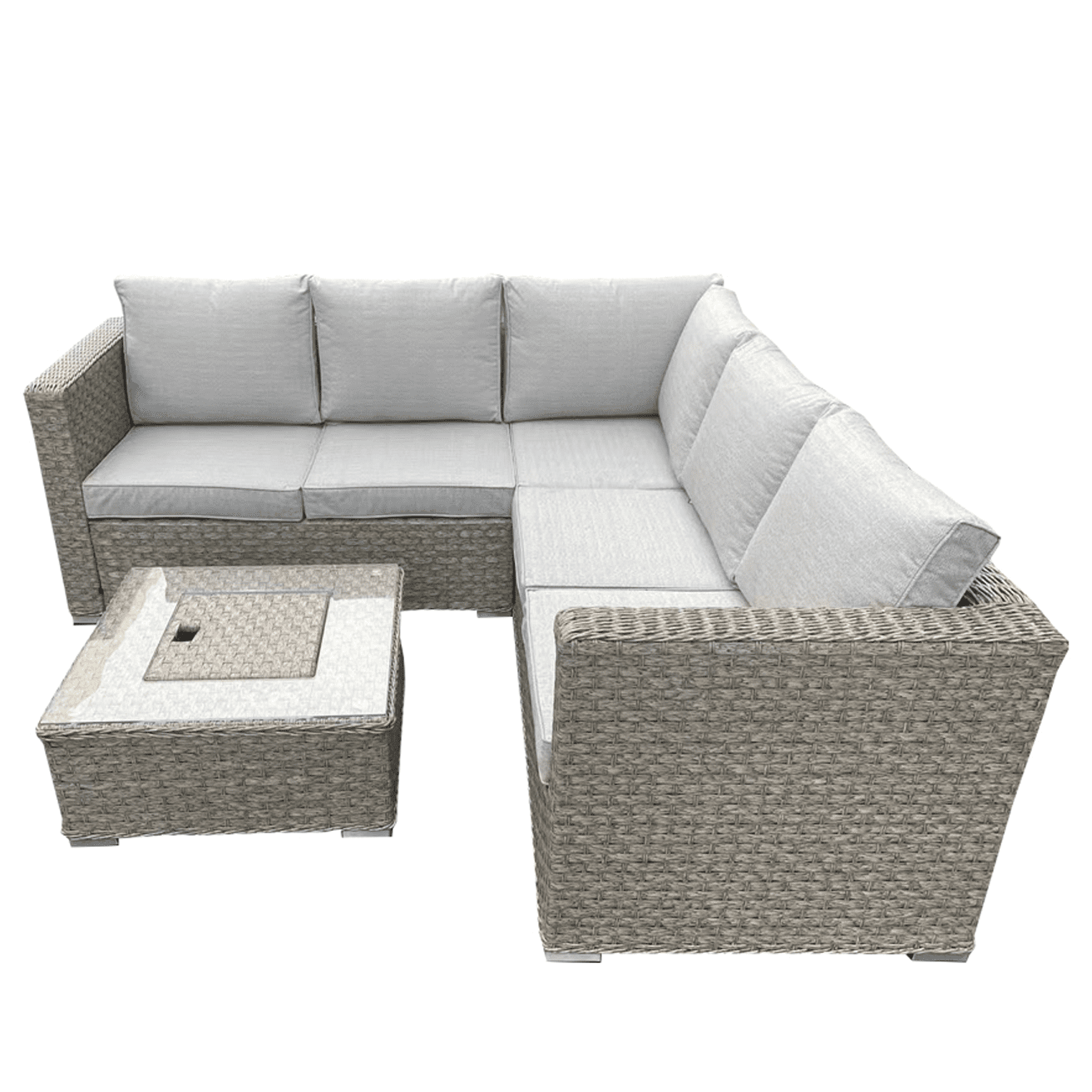 Rattan Brown Garden 5 Seater Corner Sofa With Table Outdoor - 4