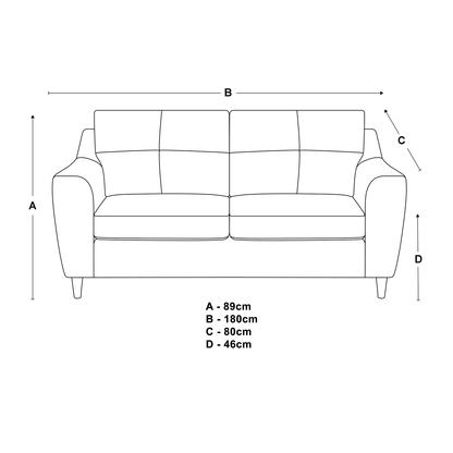 Baxter Tufted Fabric 3 Seater Sofa - 2