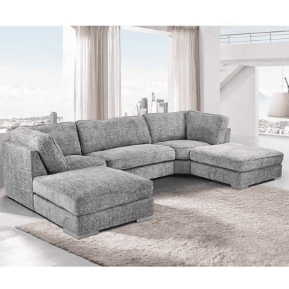 Bishop U-Shaped Grey Fabric Sofa