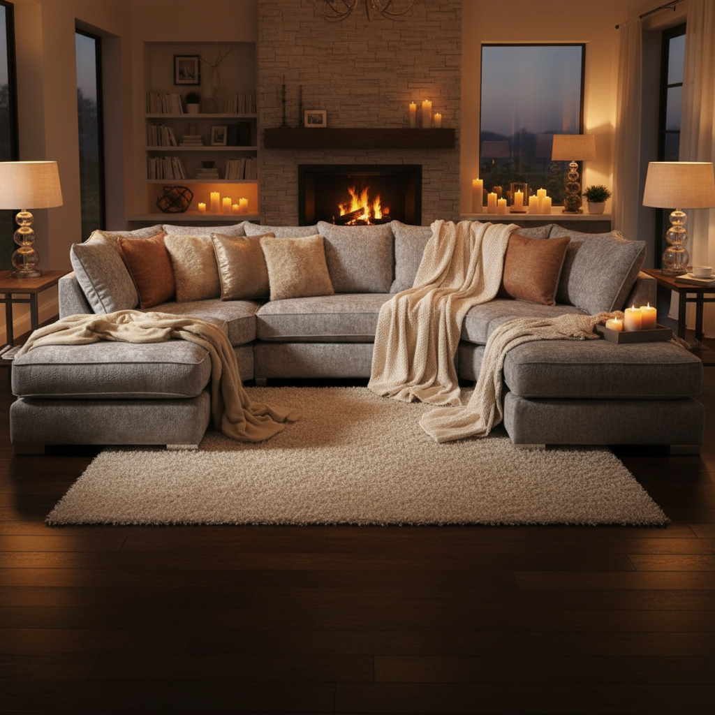 Bishop U-Shaped Grey Fabric Sofa