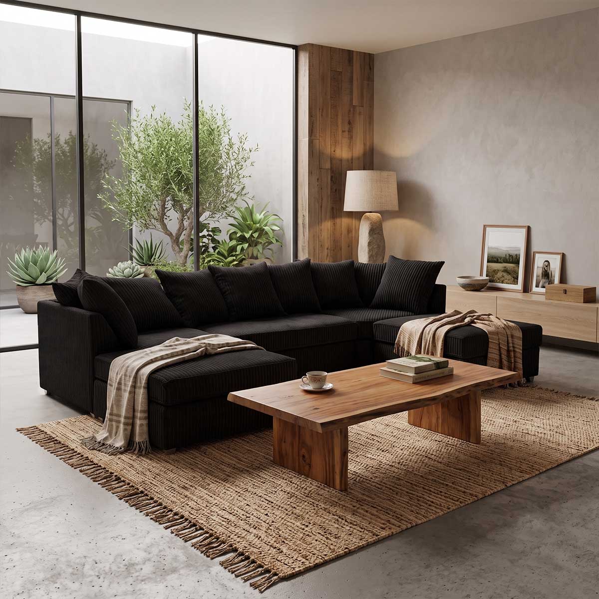 Bishop U-Shaped Jumbo Cord Sofa - Scatter Back