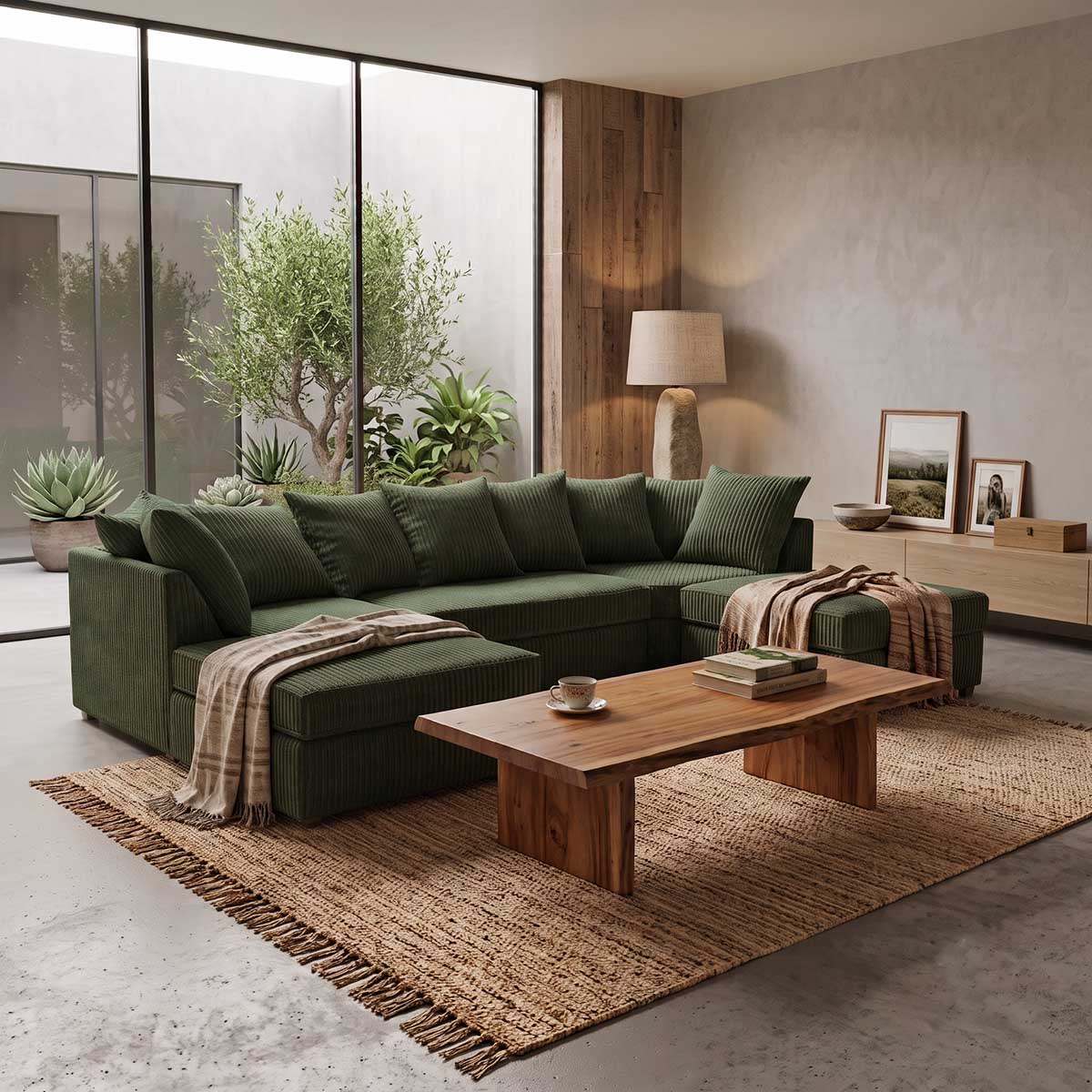 Bishop U-Shaped Jumbo Cord Sofa - Scatter Back