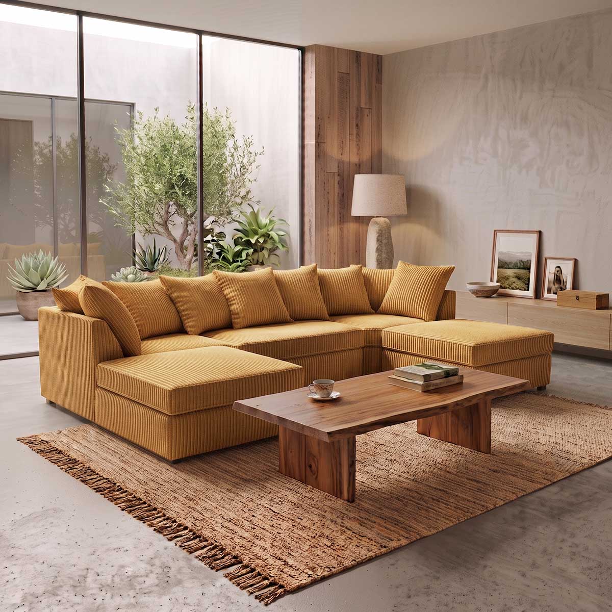 Bishop U-Shaped Jumbo Cord Sofa - Scatter Back