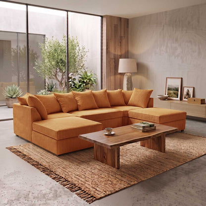 Bishop U-Shaped Jumbo Cord Sofa - Scatter Back