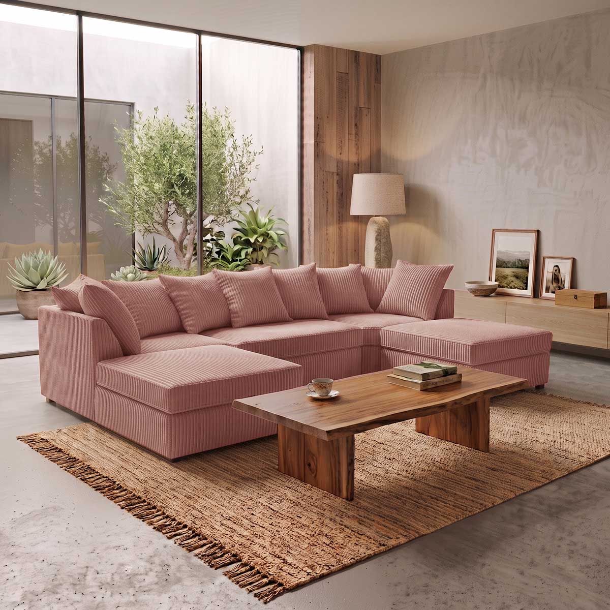 Bishop U-Shaped Jumbo Cord Sofa - Scatter Back