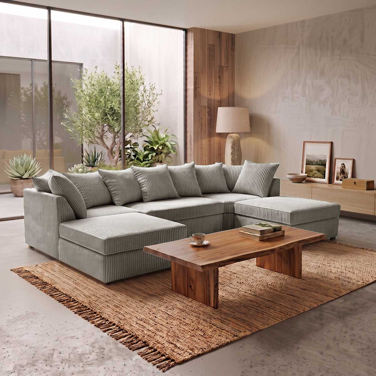 Bishop U-Shaped Jumbo Cord Sofa - Scatter Back